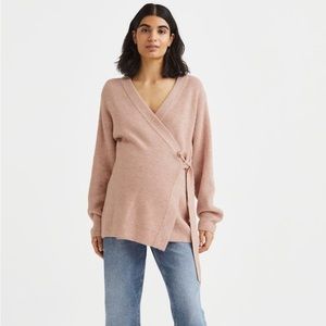 H&M MAMA Before & After Wrap-front Cardigan | XL | Dusty Rose Color